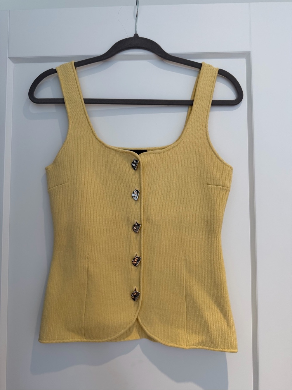 Zara Soft Yellow Button-Front Women's Tank Top